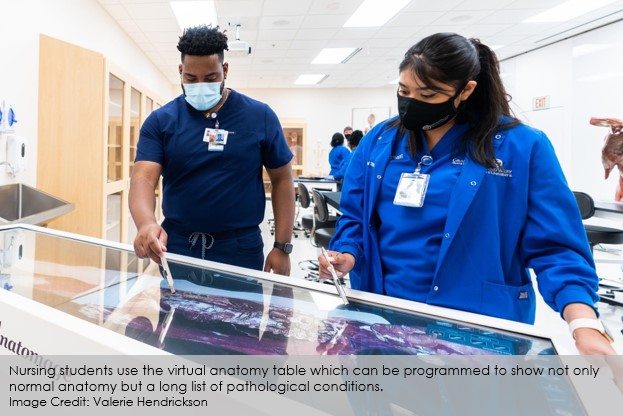 Students utilize advanced simulation technology and interactive laboratories in the new Daniel and Pamella DeVos Center for Interprofessional Health
